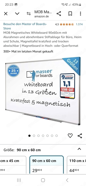 MOB Whiteboard 60x90 [ORIGINALVERPACKT] incl. Stifte