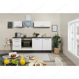 Respekta Premium Küchenzeile RP220EWCBO Breite: 220 cm, Weiß, Mit Elektrogeräten