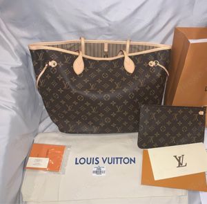 Louis Vuitton Braun Monogramm Biege Interieur MM Handtasche