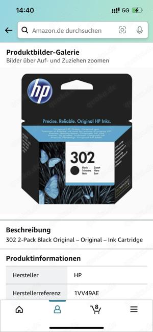 Hp 302 schwarz original nagelneu 