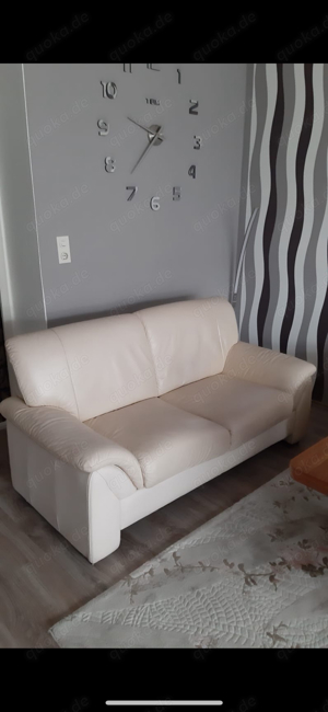 Leder Couch Set 3 Teilig Creme Weiß