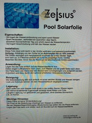 Solarfolie für den Pool