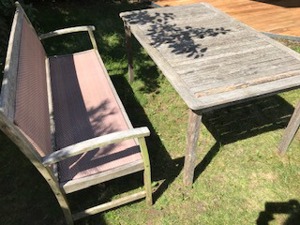 Teak - Gartentisch mit Bank