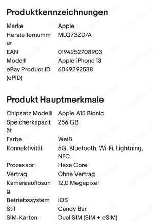 Apple iPhone 13 - 256GB - Starlight (Ohne Simlock) (Dual-SIM)