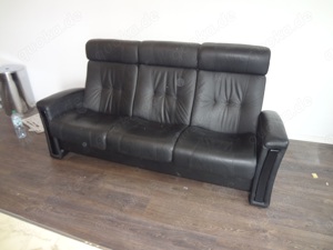 Ledersofa 3 Sitzer, schwarz,   B 200 cm