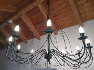 Eleganter, großer (  100cm)  Landhaus-Kronleuchter aus Metall, Blauschwarz, 10 Lampen