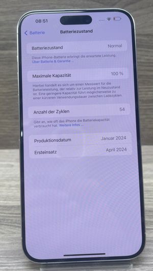 Apple iPhone 15 Pro Max - 256GB - Titan Weiß - Batterie 100%! Top Zustand!