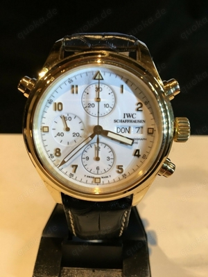 IWC Doppelchronograph, Ref. 3717, 18 kt Gold, mit original Box und Papieren