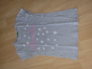 Mädchen T-Shirt grau rosa "Benetton" Größe 140-146