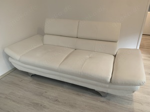 Feinste weiße gebrauchte Echtleder Sofa zu verkaufen 