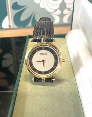 Vintage Gucci Uhr 80 90er-Eidechsenleder, Neue Batterie, 