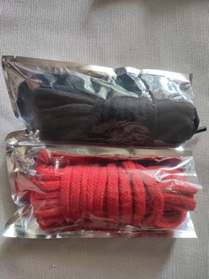 Bondage Seile in rot und schwarz, 100% Baumwolle  Bild 6