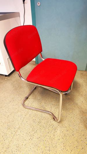 4 Freischwinger Bürostühle im Set - Rot, Stoffbezug, Top Zustand