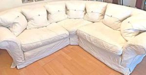 NP 10.000,- TETRAD Hussensofa weiß Ecksofa shabby Landhaus Ornament Relief Husse waschbar abziehbar