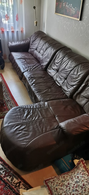 Ledercouch Couchgarnitur Polstergarnitur Wohnlandschaft mit Schlafsofa