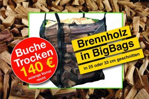 Brennholz 100 % Buche Trocken, 25 u. 33 schnitte