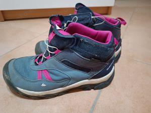 Decathlon QUECHUA Wanderschuhe Crossrock halbh. wasserdicht Schnellschnürung Kinder Gr. 34 blau