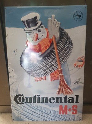 Blechschild Werbeschild Reklameschild Continental M+S Reifen Schneemann