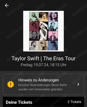 Taylor Swift Eras Tour Gelsenkirchen Fr 19.07.24 2xFOS links Vorkausfrecht