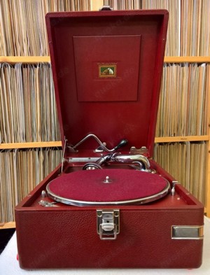 Koffergrammophon HMV 102 rot Grammophon
