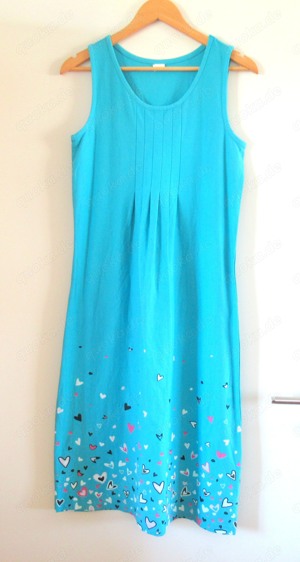 NEUES blaues Kleid unten mit bunten Herzen Größe 38 