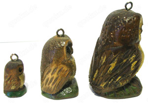 3er Set: Eulen Figuren Miniaturen geschnitzt Handarbeit Holz Bild 3