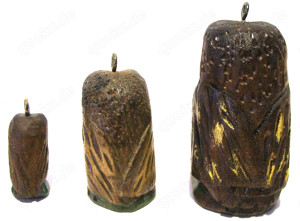 3er Set: Eulen Figuren Miniaturen geschnitzt Handarbeit Holz Bild 4