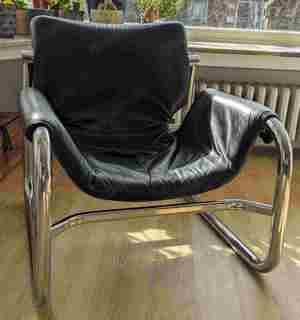 Maurice Burke Alpha Sling Vintage Leder Lounge Sessel 60er Midcentury