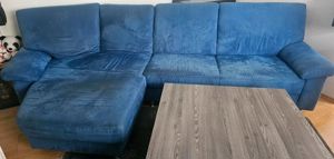  Große blaue Couch Samtstoff