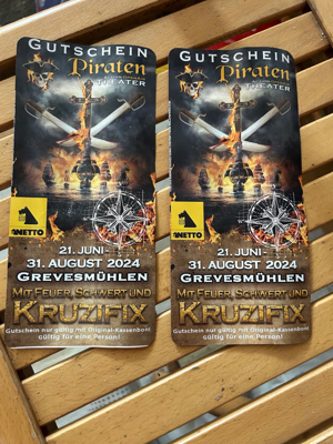 verkaufe 2 Gutscheine fürs Piraten Theater