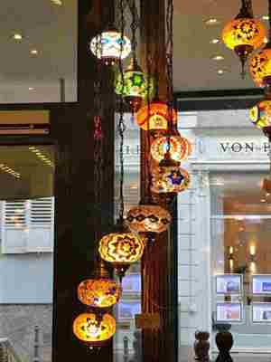 Orientalische Türkische Lampe Deckenlampe aus Metall & Glas Bunt