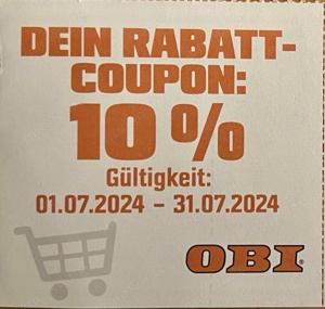 Obi 10% Rabatt Gutschein Juli