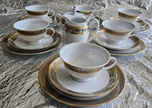 Rosenthal Classic  Aida Heritage Monaco Kaffee-  Teeservice Gold-Platin Ätz Bordüre 6 Personen 20tlg