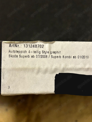 Skoda Superb Textil Fußmatten 4tlg Bild 2