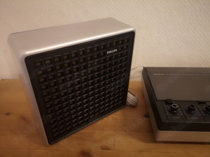 Philips N 2412 Stereo Cassette Recorder Set mit Mikrofon und Boxen aus 1976 Bild 3