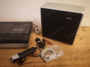 Philips N 2412 Stereo Cassette Recorder Set mit Mikrofon und Boxen aus 1976 Bild 6