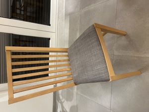 Esszimmerstühle IKEA Holz Birke mit grauem Sitzpolster - 6 Stück