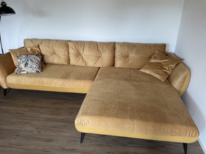 Große neuwertige Eck-Couch, gelb, 318x187cm
