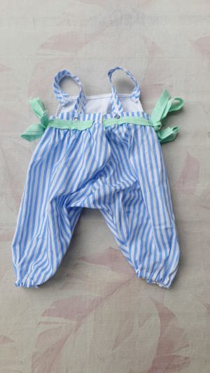 Puppenkleidung * Latzhose * blau-weiß