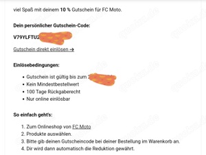 FC Moto 10 % Gutschein 