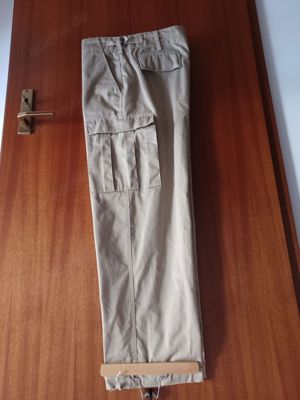 Herren-Leinen-Cargohose, beige, XXL