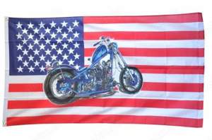 Fahne USA mit Motorrad Flagge 90*150 amerikanische Hissflagge Neu