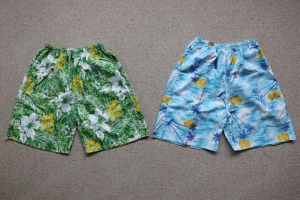 2 Badeshorts Boardshorts Flower Palmen grün hellblau gelb XL