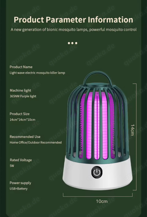 Elektrischer Mückenvernichter, Fliegenlampe UV-Licht - Fliegenfalle Bild 6
