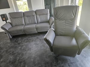 Musterring TrapezSofa  & Relaxsessel alle Teile elekt. Leder Soft-Line grau