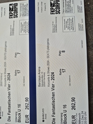 2 x Die Fantastischen Vier Premium Tickets Hamburg 