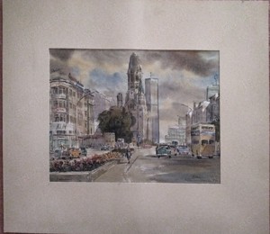 Berlin Kurfürstendamm  Dietmann  Aquarell + Zeichnung + Brief