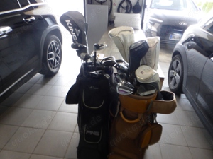 GOLF - Bogner Lederbag, komplett, für Damen und ein GOLF- Herrenbag, komplett