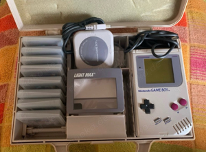 Gameboy 1. Generation + Koffer + Zubehör + 8 Spiele