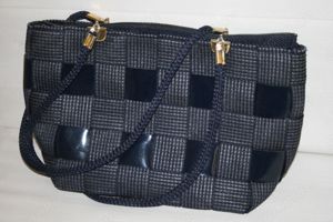 Flechthandtasche Handtasche geflochten Shopper Henkeltasche blau